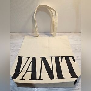 Vanity Fair Cream and Black Canvas Tote
